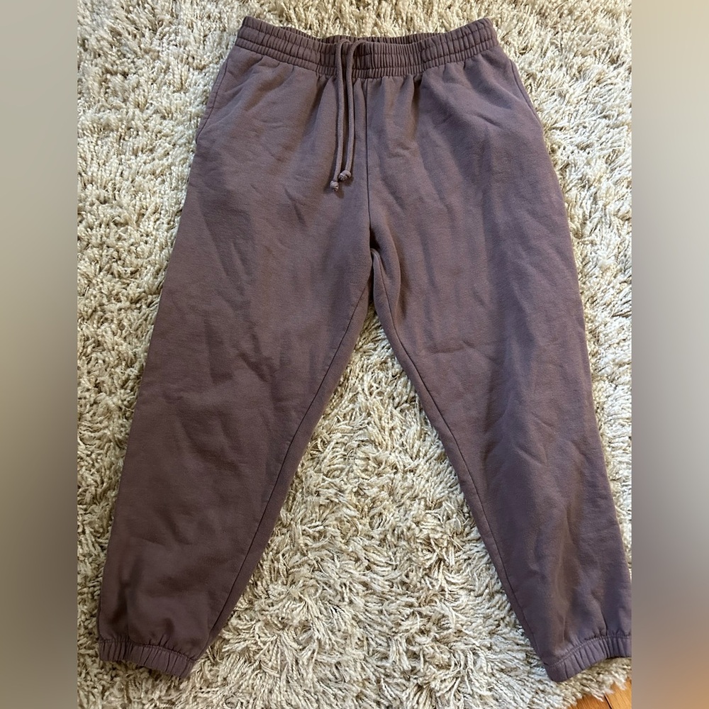 Garage Brown Sweatpants with Elastic Waistband and Tapered Ankles